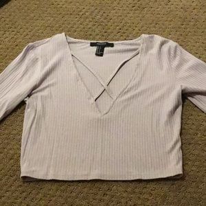 Long Sleeve V Neck Crop Top